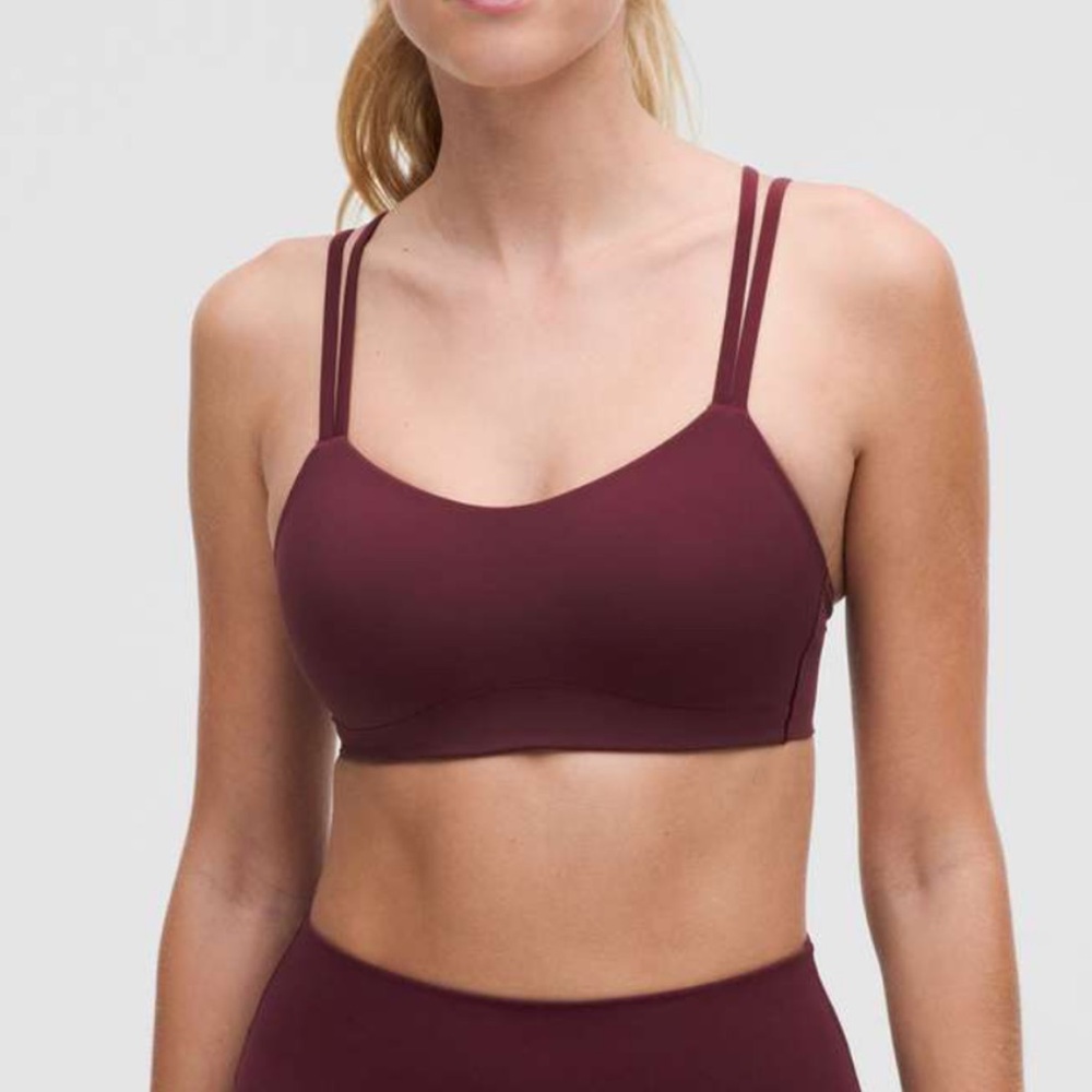 lululemon burgundy strappy sports bra
